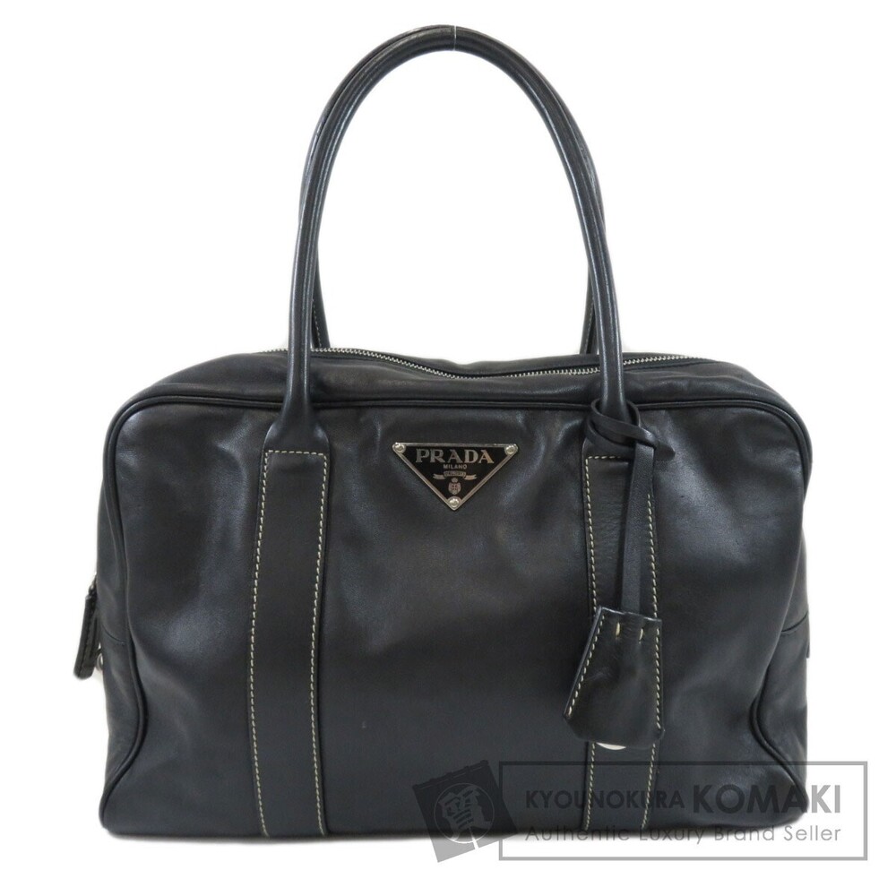 Prada black soft leather satchel handbag